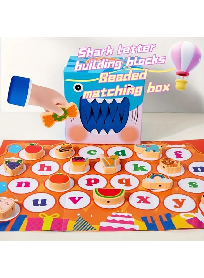 Shark Alphabet Block Beaded Pairing Box Educational Toy For Toddlers With Beads - Image 1